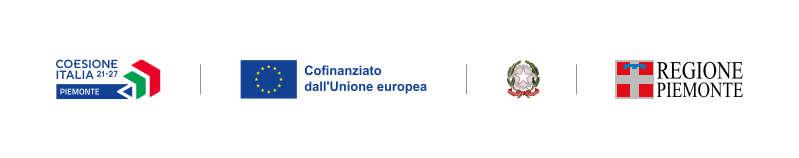 Loghi Istituzionali Coesione Italia 21-27 Piemonte, Cofinanziato dall'Unione Europea, Repubblica Italiana, Regione Piemonte
